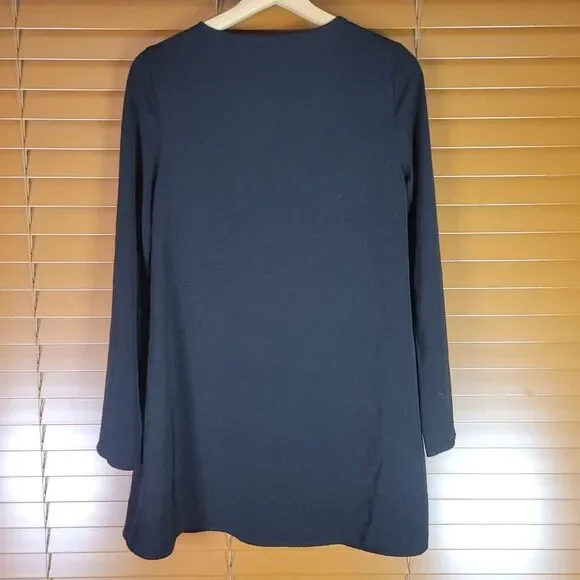 Ecoté (Anthropologie) Elegant Black V-Neck Lattice Dress - Picture 7 of 10